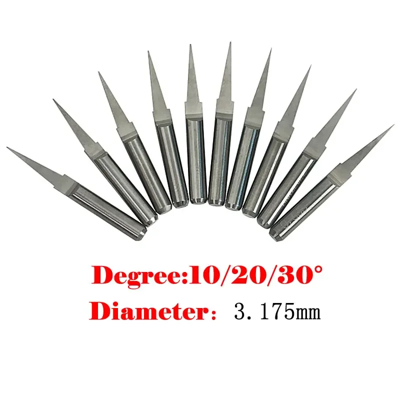 3.175mm Milling Bits 10 20 30 Degree End Mill Cutter Tools for Woodworking Router Lathe Cutting Milling Engraving Machine Use