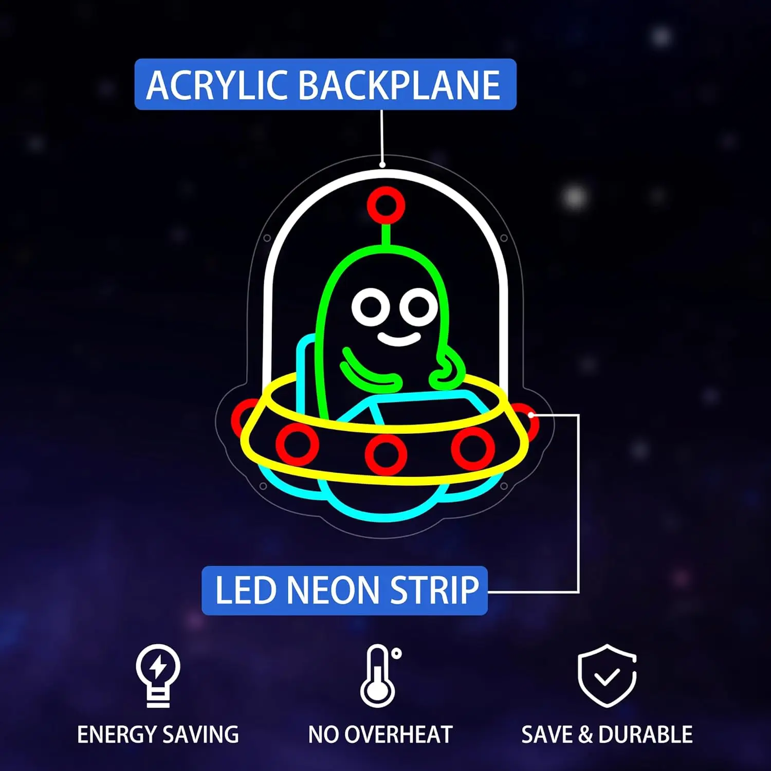 UFO النيون لتزيين الحائط عكس الضوء أنيمي لطيف الغريبة LED ضوء النيون لغرفة النوم لعبة غرفة رجل الكهف بار ديكور USB عكس الضوء