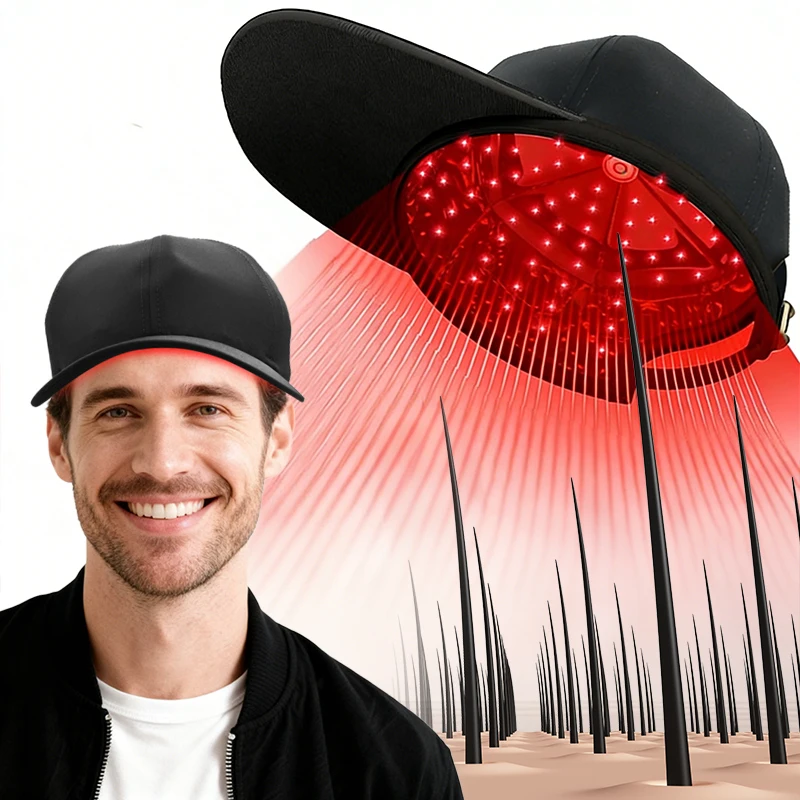 OEM ODM Red Light Therapy Cap Growth Hat 660nm & 850nm with Timer & Controller Casual 100% Polyester for Hair Loss