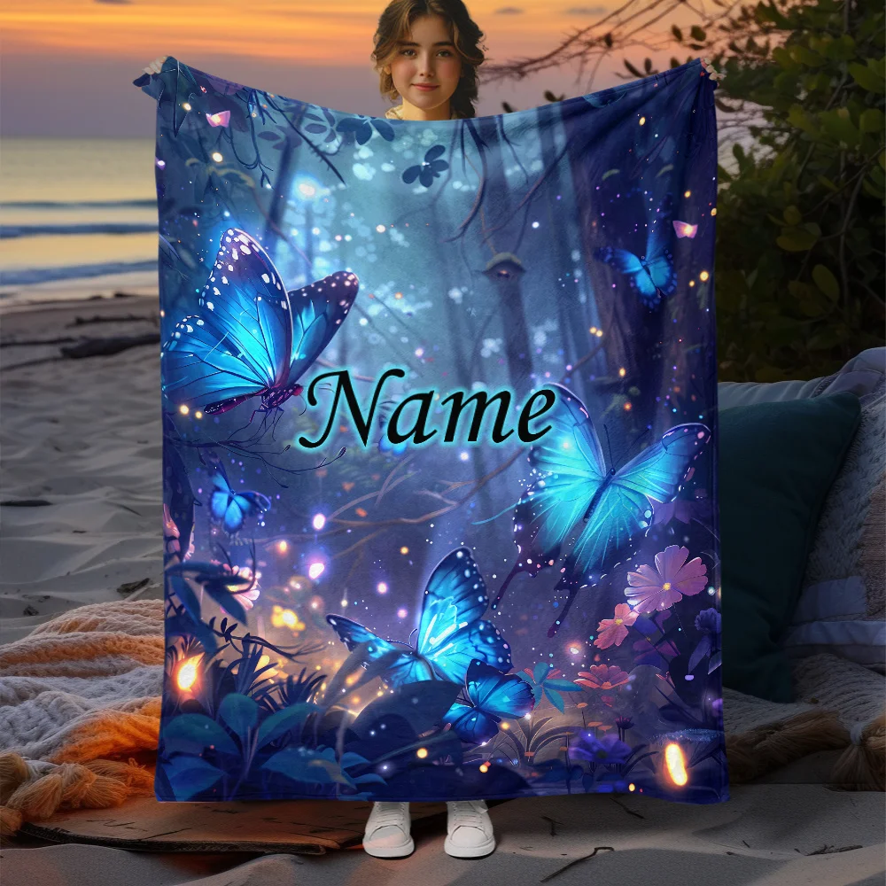 A customized blanket called Forest Butterfly: lightweight flannel sofa bed, travel camping living room, office sofa chair