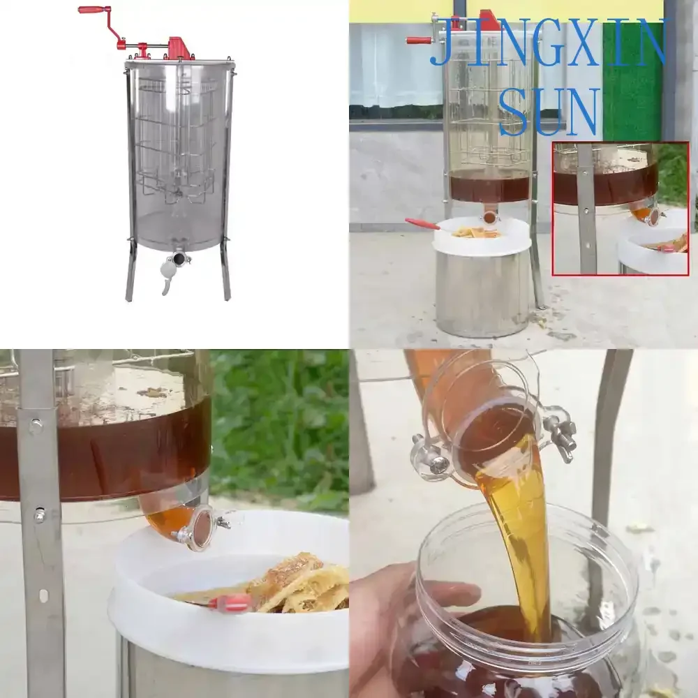 Manual Honey Extractor for Organic Glass Stainless Steel 3 Frame Beekeeping Equipment with Honey Gate for Langstroth Dadant