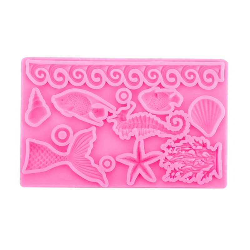

Y1UB Ocean Theme Mousse Silicone Mold Fondant Cake Border Mould Chocolate Mould Cake Decor Tools Kitchen Baking Accessories