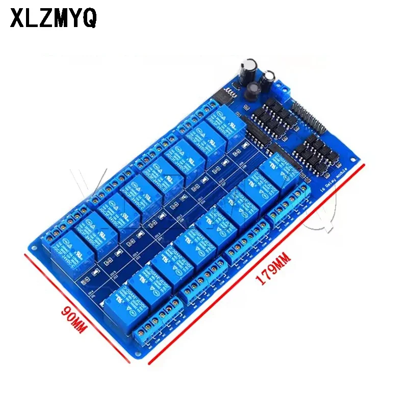 16 Channel Relay Shield Module DC 5V 12V 24V With Optocoupler Relay LM2576 Microcontrollers Interface Power Relays For Arduino