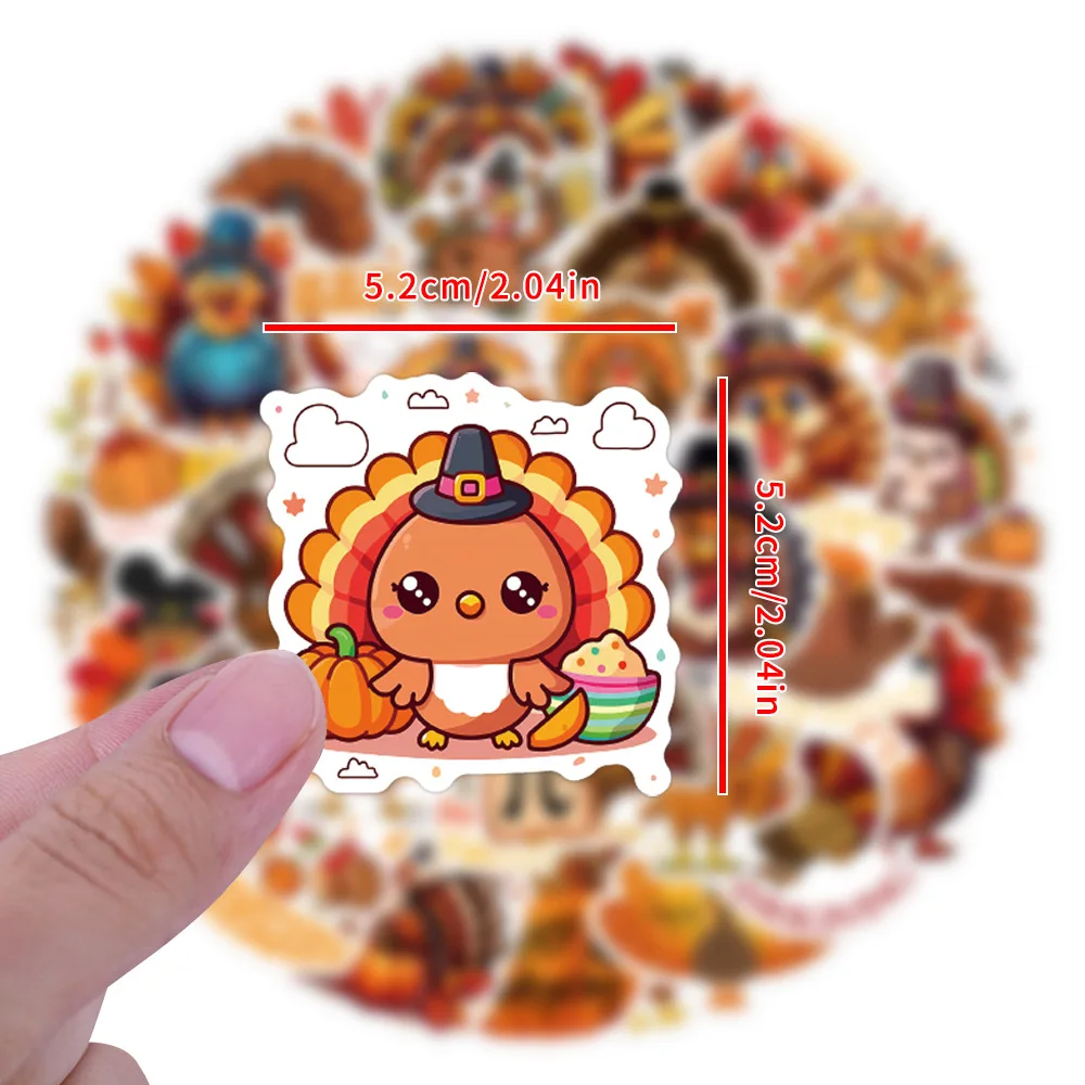 

55/110PCS Thanksgiving Turkey Funny Meme Sticker Cartoon Cute Doodle DIY Refrigerator Pencil Box Luggage Waterproof Sticker Toys