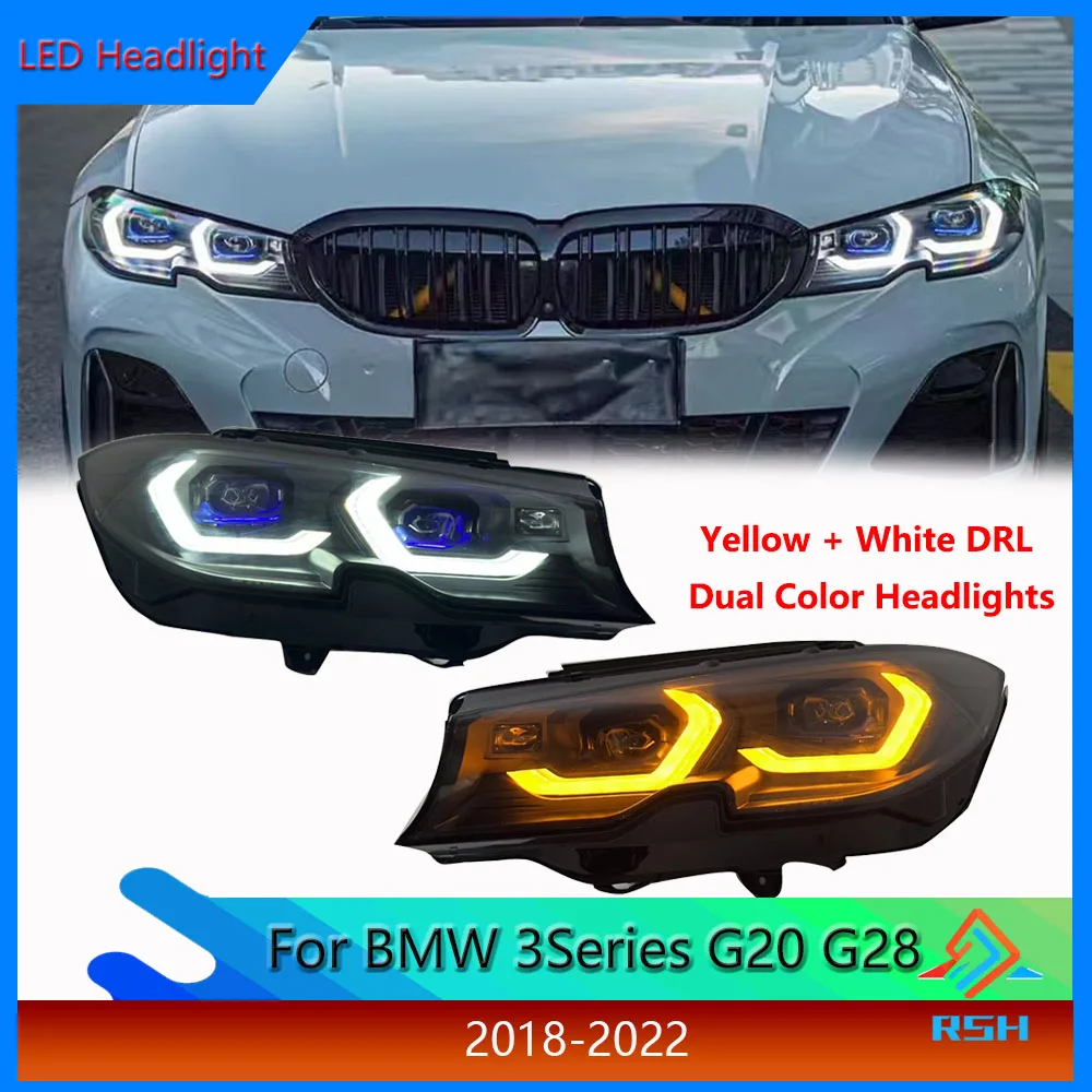 Car Auto Part Headlight 2018-2022 For BMW 3 Series G20 G28 Assembly Yellow White Daytime Running Lights Turn Signal Front Lamp