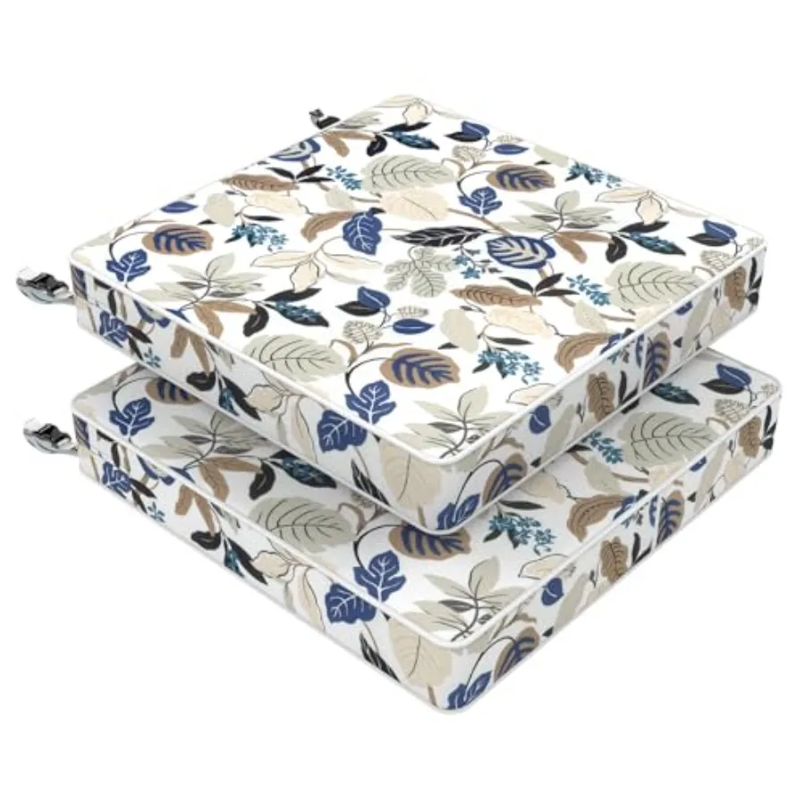 

Outdoor Chair Cushions 20x20x3 Inch Square Water-Repellent Patio Seat Cushions with Ties and Hidden Zipper 2 Pack Thick Foam Ch