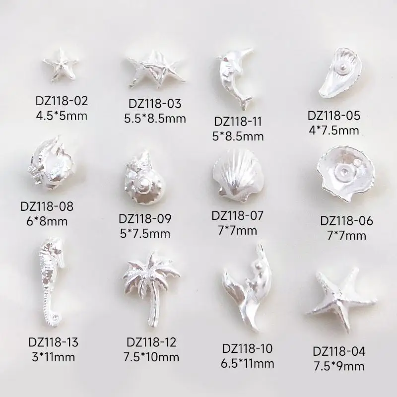 50 قطعة سلسلة المحيط لامعة ملونة قذيفة نجم البحر محارة ذيل السمكة الراتنج مسمار الفن الراين جوهرة زينة مانيكير حلية