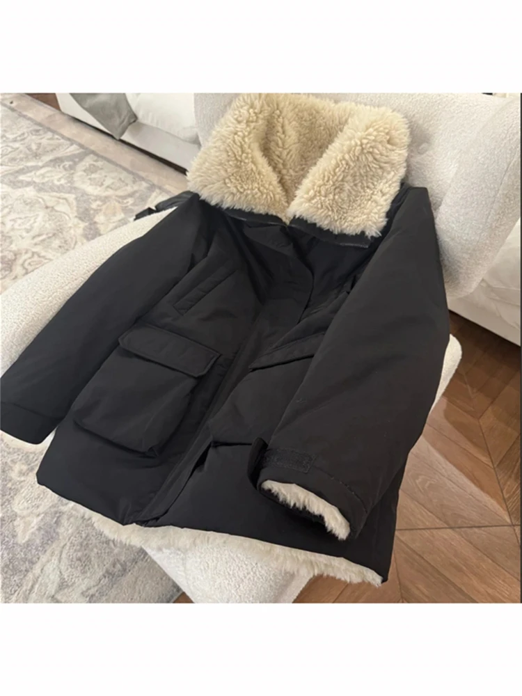 

Новая женская хлопковая куртка с вставками из овечьей шерсти в корейском стиле, модная и красивая, весенняя коллекция