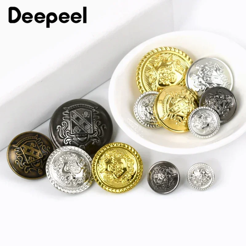 10Pcs 12-30mm Metal Button Retro Shank Flat Buttons Hollow Copper Buckles Shirt Coat Clothes Jeans Clasp DIY Sewing Accessories