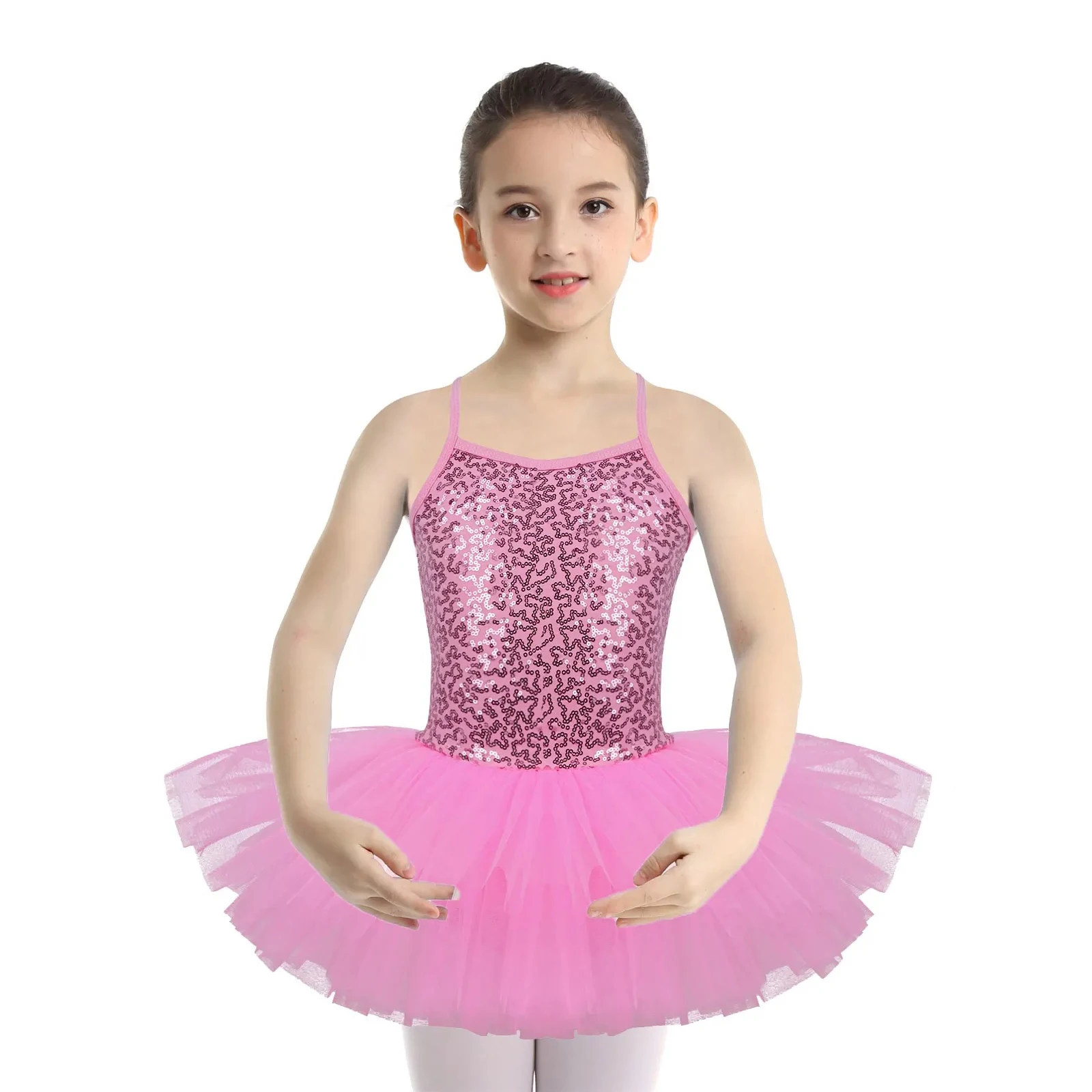 

Kids Girls Tutu Ballet Dress Sequined Sleeveless Gymnastics Leotards Dance Dress for Girls Party Professional Ballerina Dress