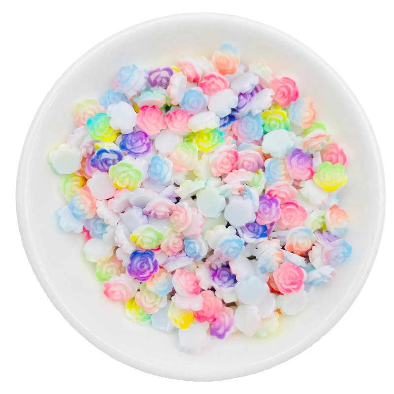 50 Pcs New Mini Kawaii Cartoon Cute Mixed Color Floret Resin Scrapbook Rhinestones 3D For DIY Manicure Accessories Decorations