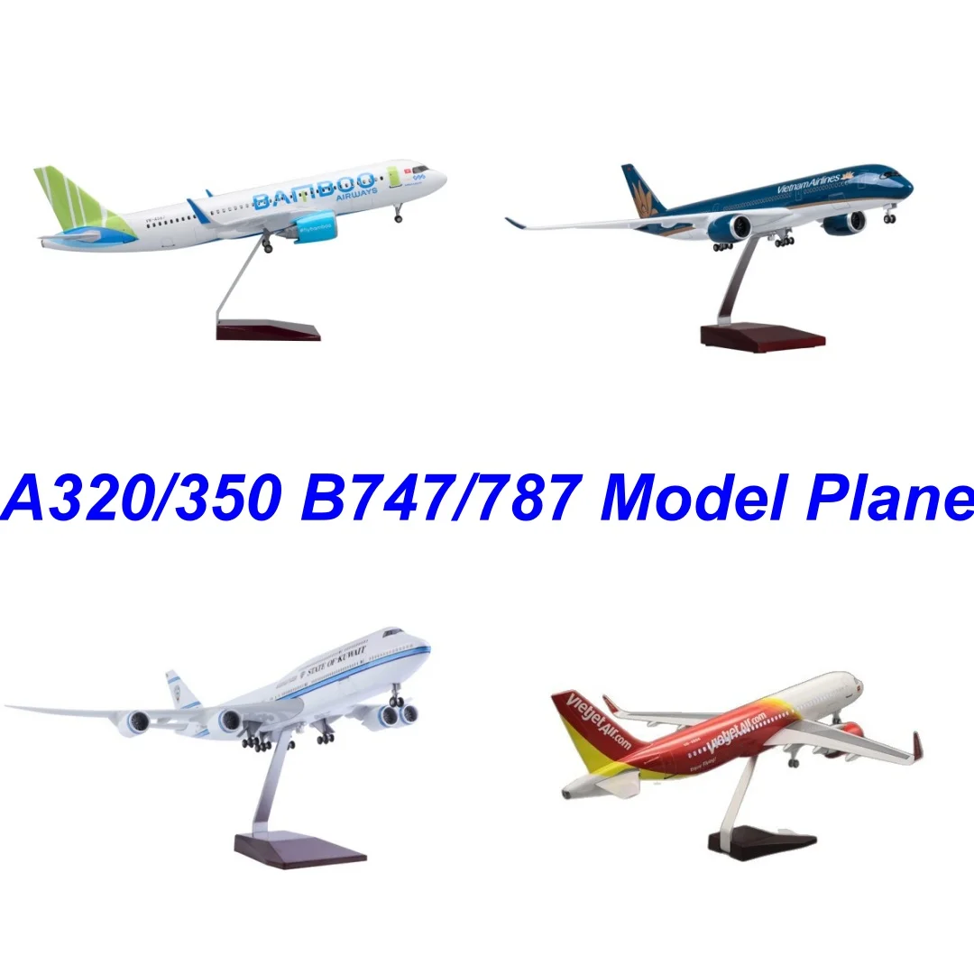 

Toys A320 A350 B747 B787 Air Bamboo/Vietnam/Vietjet/Kuwait Resin Plane With Light Collection Model Airplane