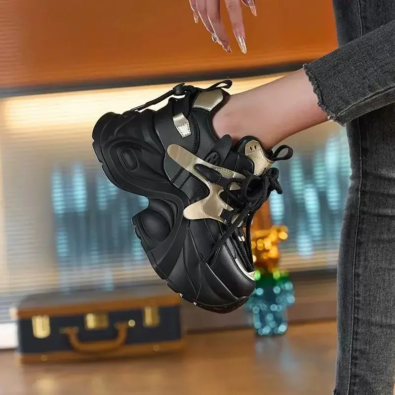 

Trending Hot Women Fashion Dad Shoes 2025 Petite Invisible Height Increase Thick Sole Autumn Winter Fleece Lined Casual Shoes