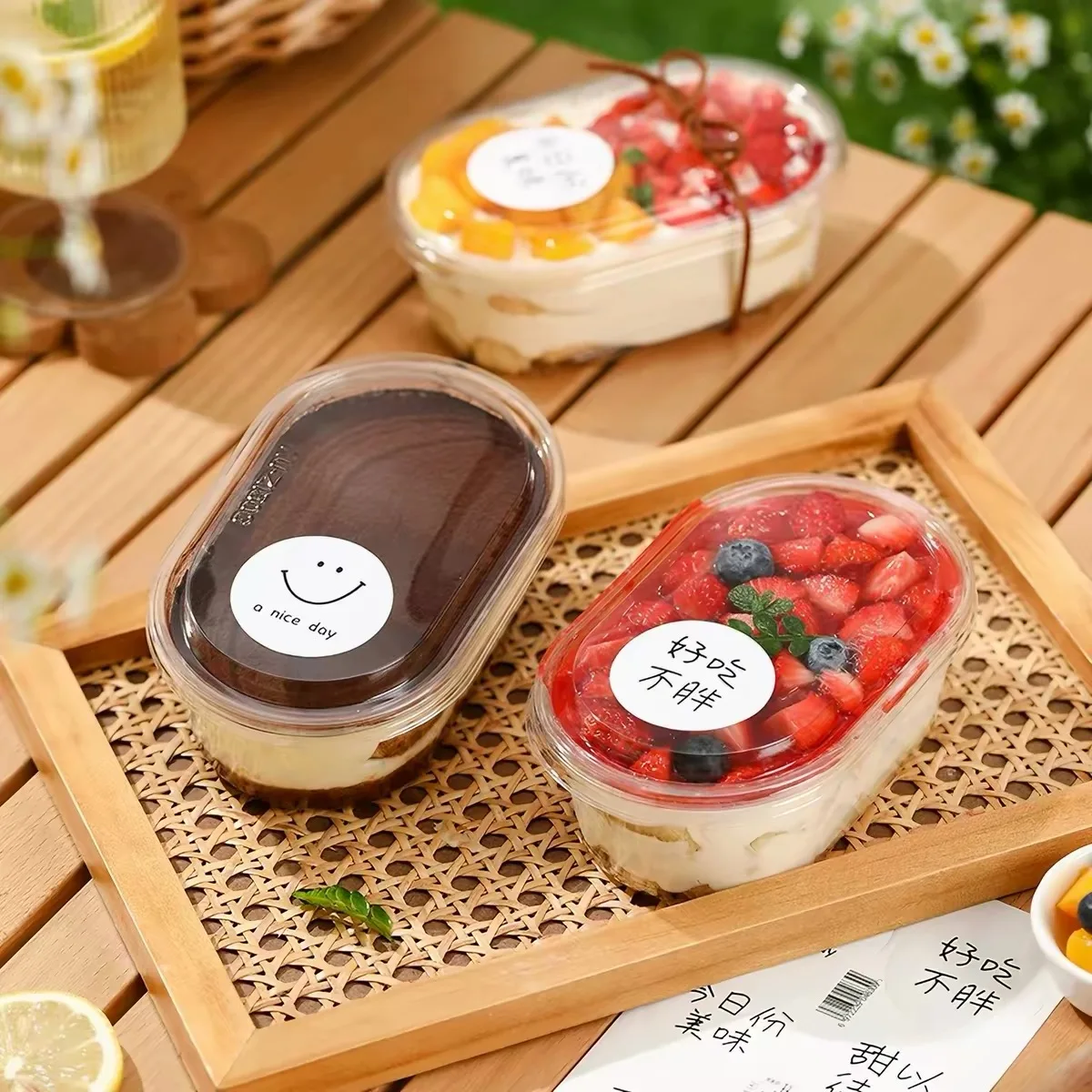 Tiramisu Box Disposable Transparent Mille-Feuille Mousse Cake Packaging Box Popular Dessert Takeaway Box 280ml 50Pcs