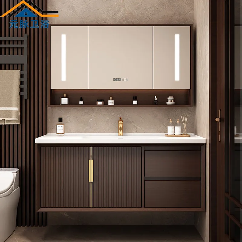 HYS new Chinese bathroom cabinet combination oak solid wood ceramic integrated basin washbasin toilet washbasin hand basin