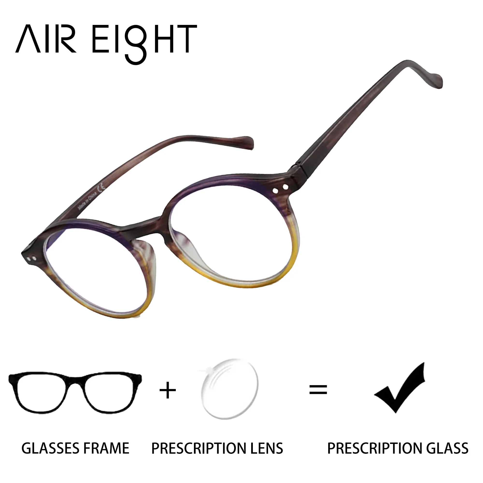 Lunettes de vue vintage AIR EIGHT rondes pour femmes et hommes, myopie, photochromiques, hypermétropie, progressives, lunettes de bureau