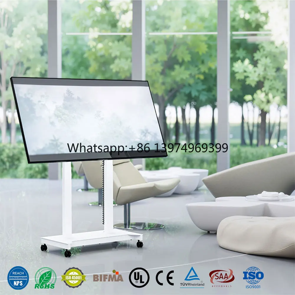 Motorized Flip up Turning Style Mobile Tv Floor Stand With Lift Mechanism Supply for Tv Screen Electric Lifting Tilt Tv Mount