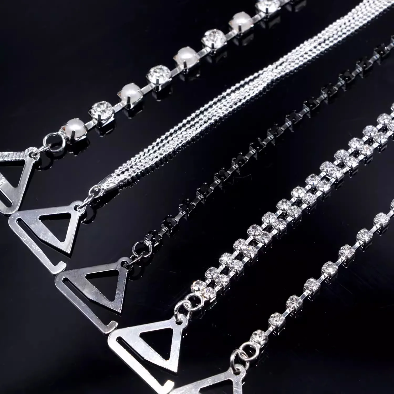 Sexy Rhinestone Women Bra Straps Elegant Crystal Bra Shoulder Strap Anti-light Off-the-shoulder Underwear Straps Accessories