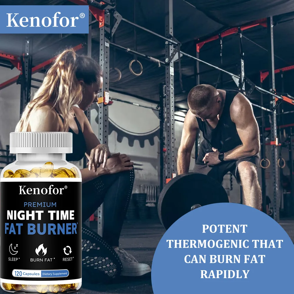 Soporte para quemador de grasa nocturno: contiene frijol blanco para promover el metabolismo y controlar el peso - 120 cápsulas