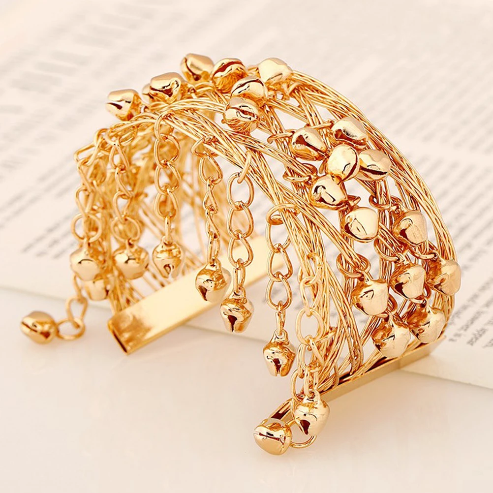 

2pcs Bell Arm Bracelet For Women Belly Dance Costume Supplies Lightweight Dangling Bells Stage Performance Cosplay Accessory