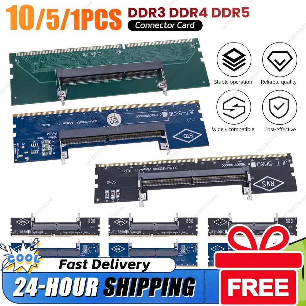 1-10PCS Laptop To Desktop SO-DIMM To PC DIMM Card DDR3 DDR4 DDR5 Memory RAM Memory Adapter Gaming Laptop RAM Connector Card