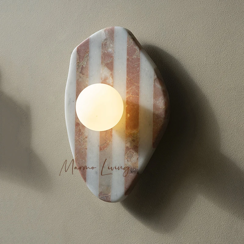 

Silent wind natural marble wall lamp French villa living room bedroom study dining room corridor high-end aisle lamp