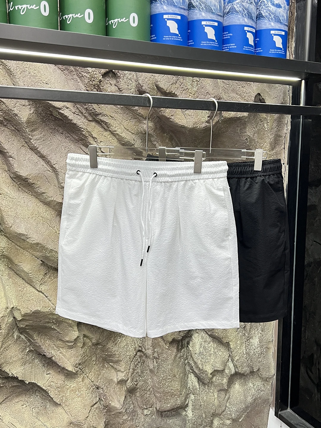   Line Cool Feeling Bubble Fabric Men's Qui Dry Casual Suelto Deporte orts Verano Pierna Recta Cremallera Mediados de Cintura