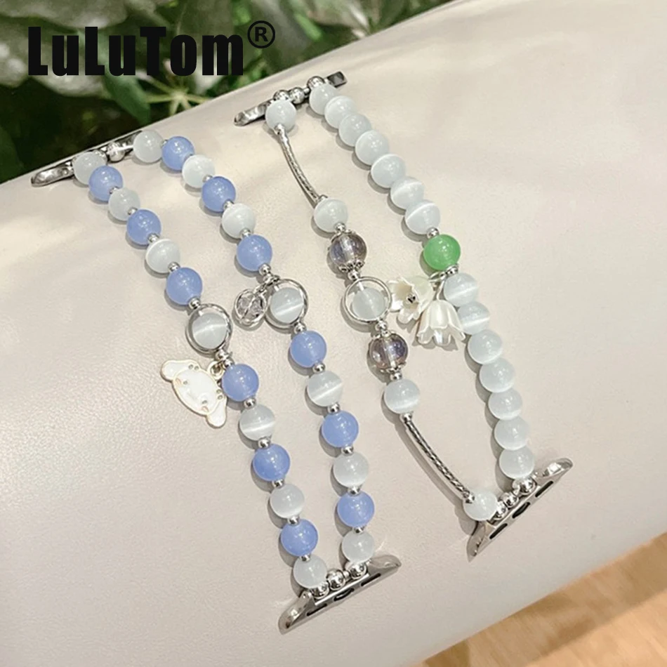 Strap For Apple Watch UItra 8 7 49mm 45mm 44mm Fashion Lotus Flower Bead Bracelet Band For iWatch Series 6 5 SE 4 42mm 40mm 38mm