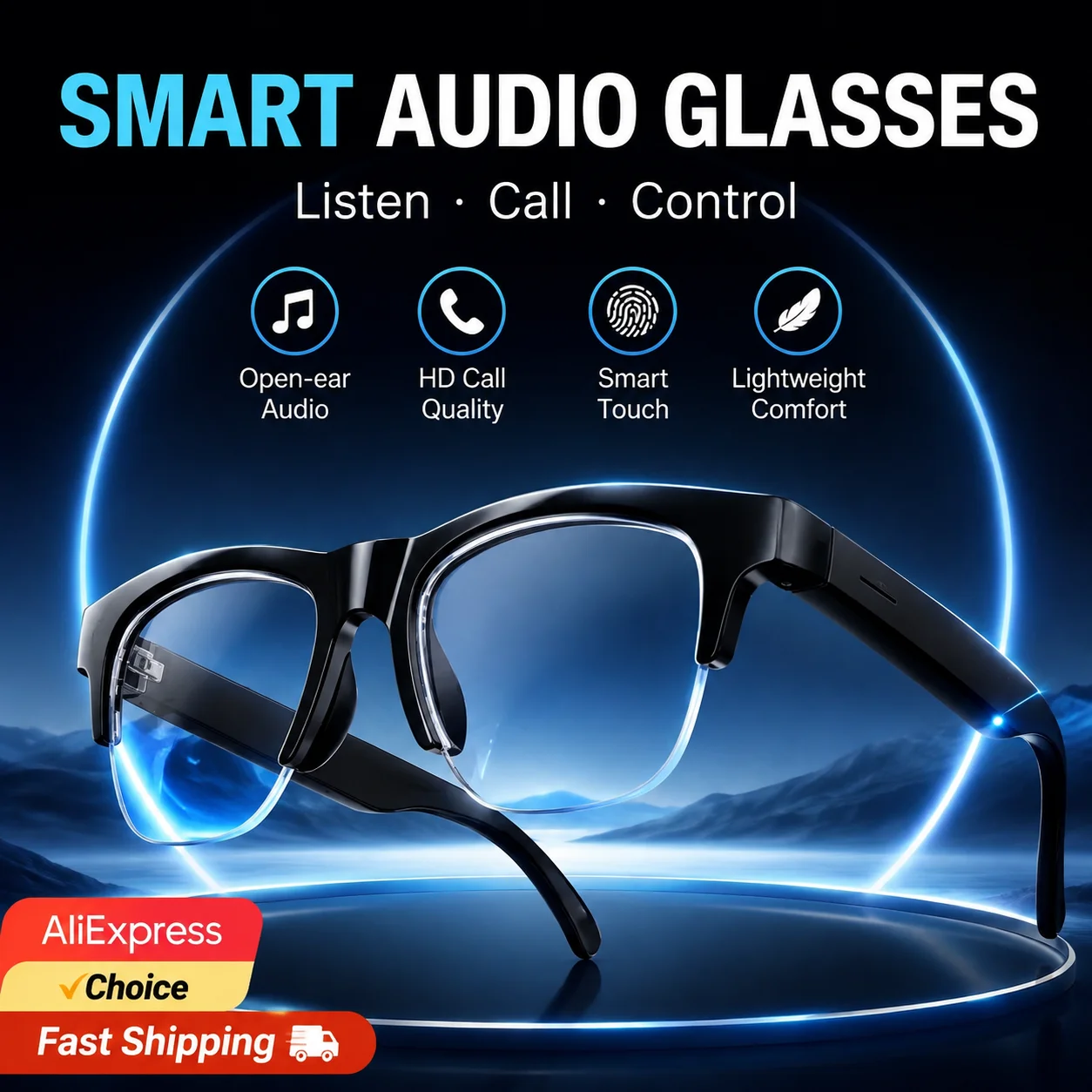 Nouvelles Lunettes Intelligentes IA 2026 avec Caméra, Contrôle Tactile, Enregistrement Photo, Traducteur, Assistant Vocal, Musique et Bluetooth Sans Fil