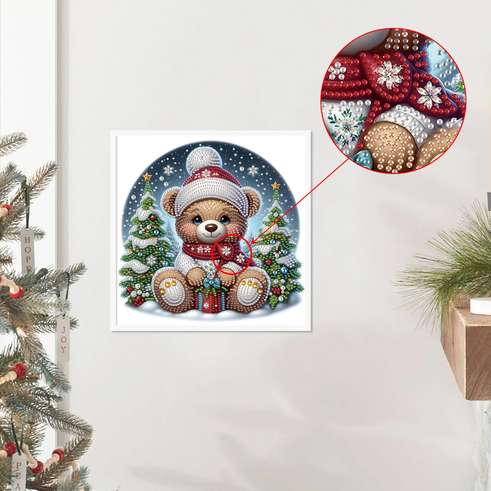 مجموعة طلاء الماس للبالغين، الدب عيد الميلاد شكل خاص فن الماس للمبتدئين، لوحة ماسية كهدية تزيين المنزل #4