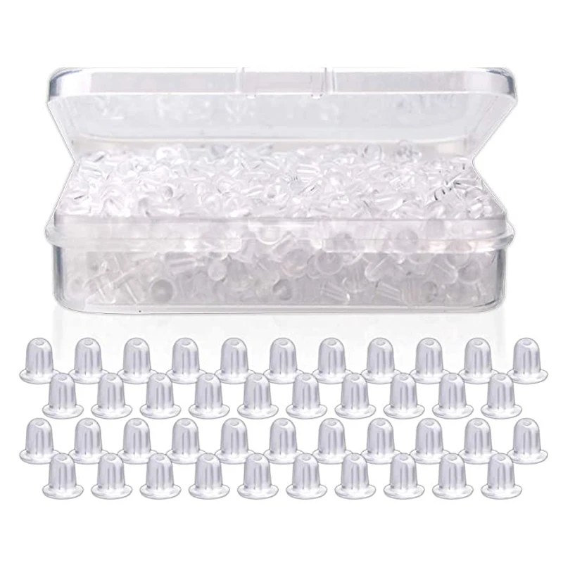 

500-2000pcs clear Silicone Rubber Earring Back Stoppers for Stud Earrings DIY Earring Findings Accessories Tube Ear Plugs