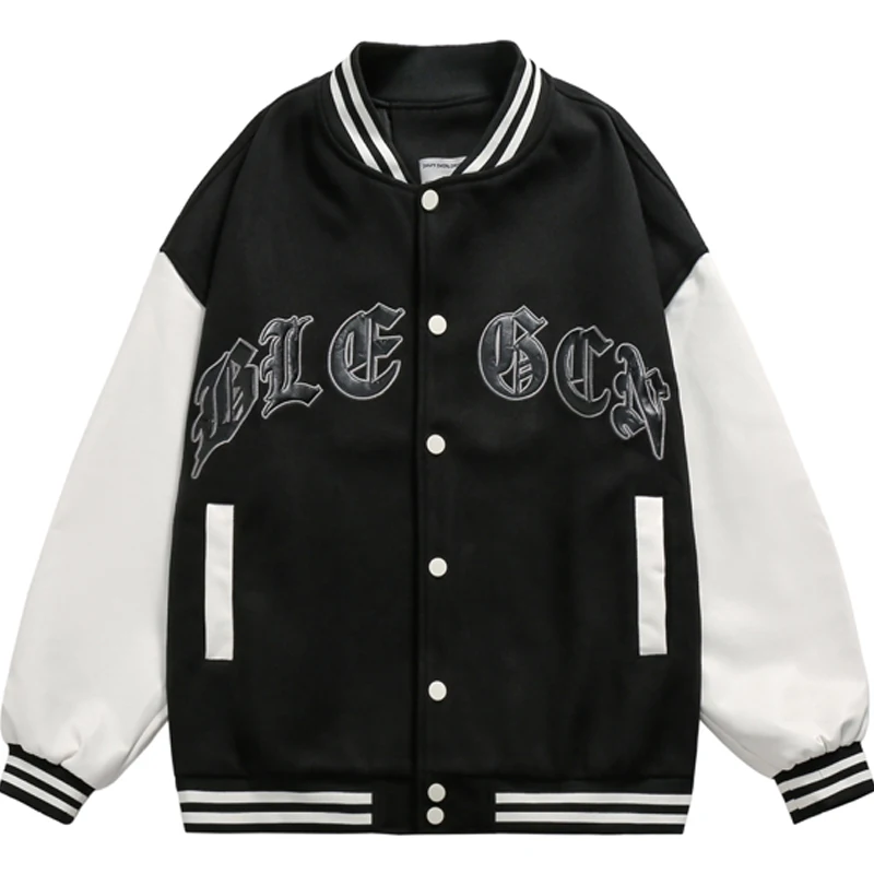 

Gothic Letter Patch Baseball Jackets Men Woman Fall Winter Loose Campus Bomber Jacket Hip Hop Retro Japanes Streetwear Outwear