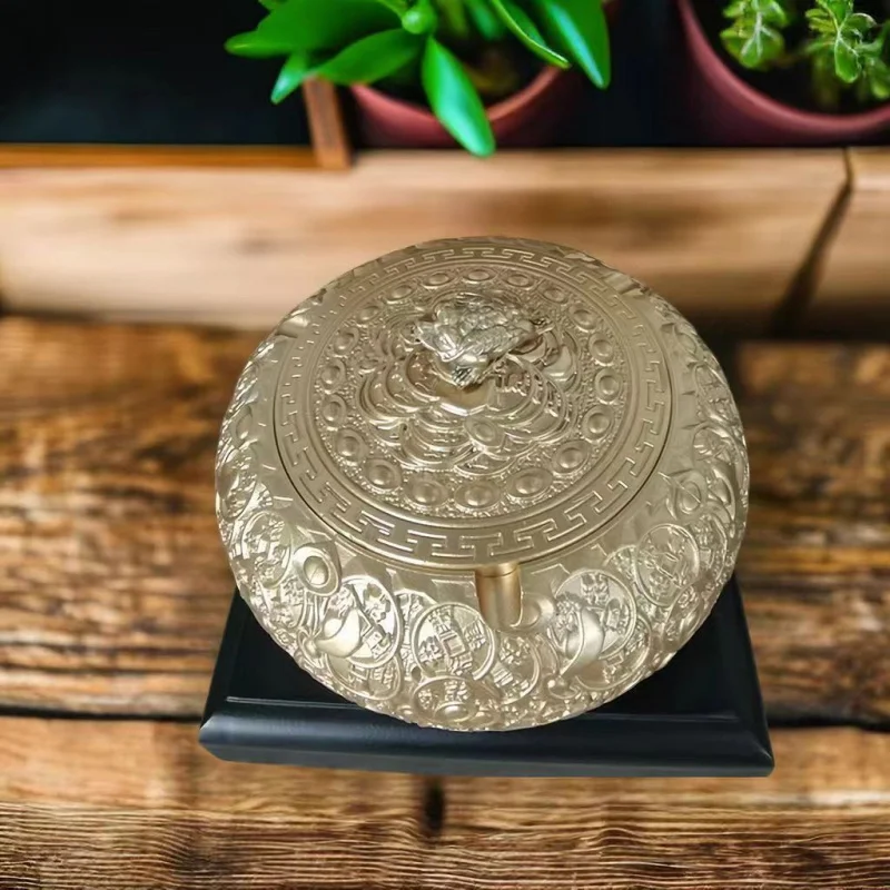 

Brass Wealth-Attracting Golden Toad Treasure Bowl Ashtray Yuanbao Copper Jar Home Office Creative Desktop Light Luxury Ornament