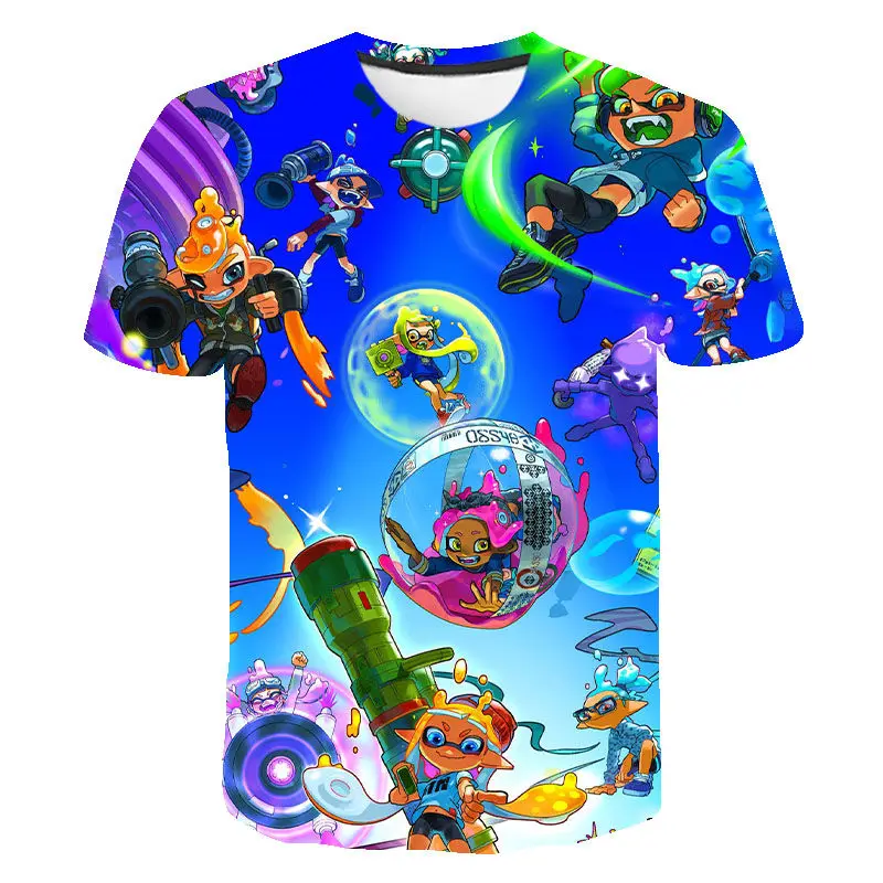 Camiseta con estampado 3D de Splatoon para niño y niña, camisa de dibujos animados a la moda, ropa de verano, Unisex, novedad