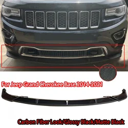 Спойлер на передний бампер для Jeep Grand Cherokee Base Version 2014-2021, глянцевый черный матовый черный цвет из углеродного волокна США