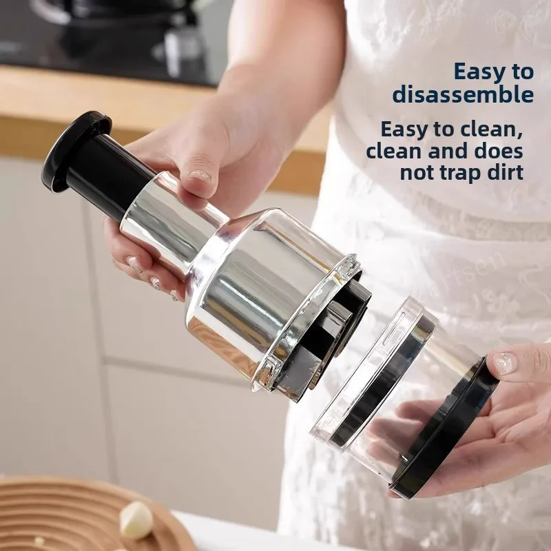 手動ガーリックプレスステンレス鋼ガーリックマッシャー使いやすい耐久性のある野菜生姜玉ねぎチョッパー家庭用