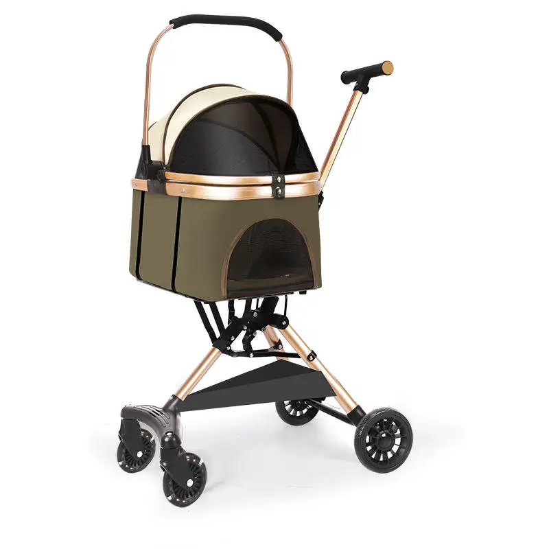 Ultra Lightweight Foldable Pet Stroller for Small/Medium Dogs and Cats with 4-Wheel Smooth Rolling and Breathable Mesh