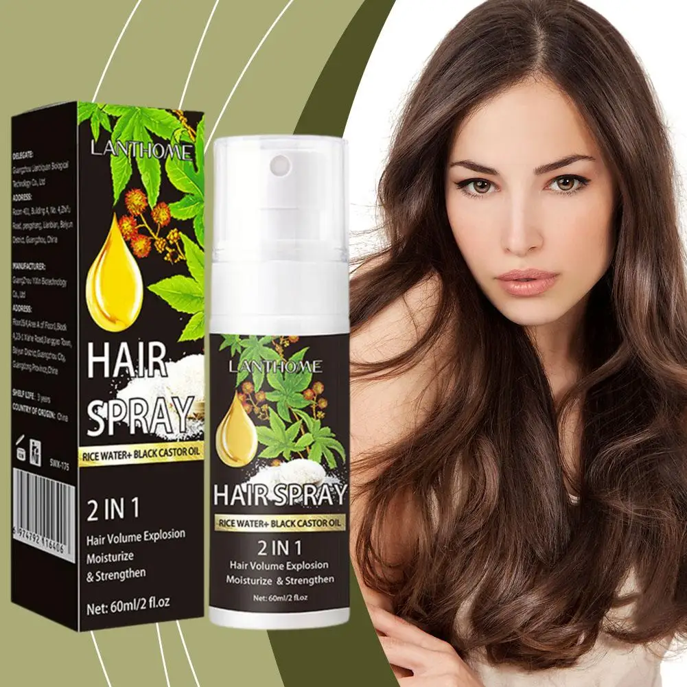 60ml 2-in-1 Hair Care Liquid Lianbiquan Rice Water Castor Oil Hair Care Spray For Women With Long Hair Irritability Knot Ca K3f6