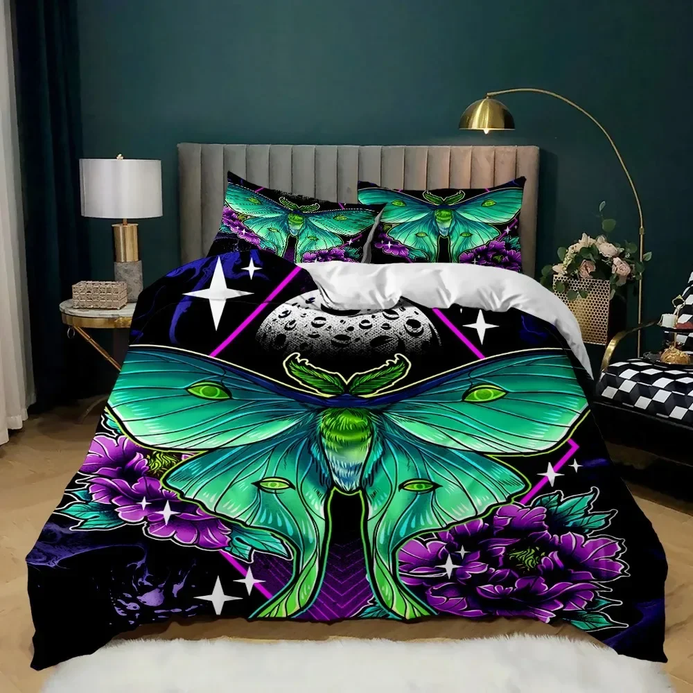 

Hawk Moth Duvet Cover Set,Butterfly Animal Comforter Cover,Gothic Moth Boho Duvet Cover,Queen King Full Twin Size Bedding Set