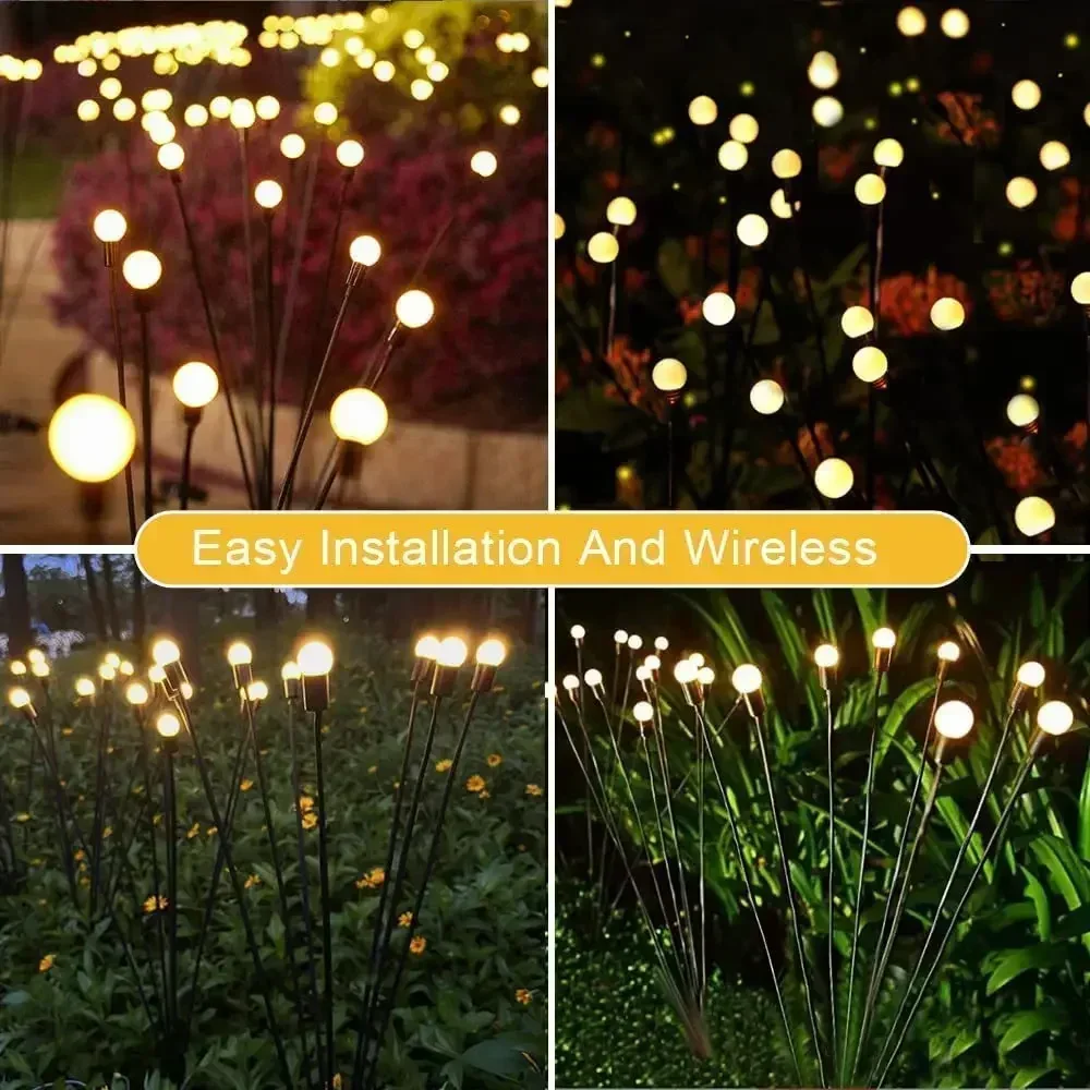 Imagem -04 - Led Solar Jardim Luz Luz de Gramado Firefly Ground Plug Lâmpada Festival Atmosfera Decoração pc Pcs Pcs Pcs 10 Cabeças