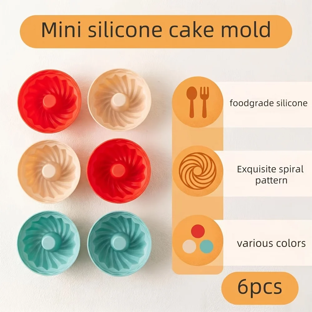 Silicone Mini Cake Pans Molds Non-stick Muffin Cupcake Chocolate Jelly Mold Fluted Tube Cake Making Reusable Pastry Tool