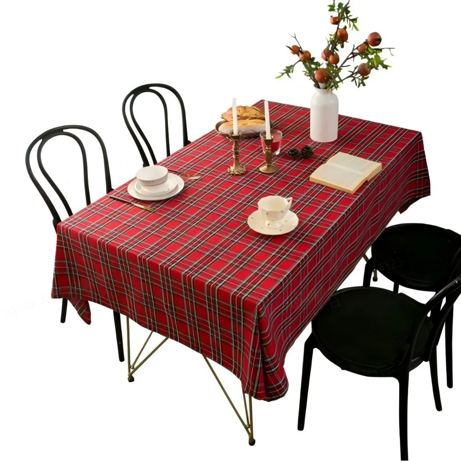 Christmas Tablecloth Plaid Table Cover Buffalo Check Tablecloth Holiday Table Runner Festive