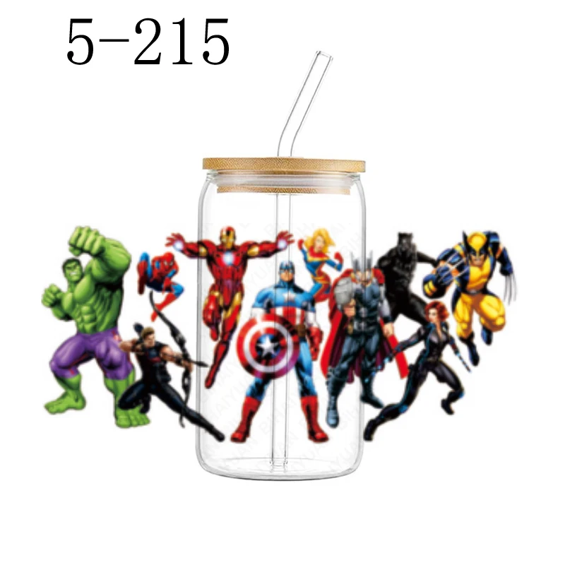 スーパーヒーロー防水ステッカー,スパイダーマン,ハルク,16オンス,dtf,パーソナライズ,UVラップ,転送,DIYロゴ,粘着性,1個