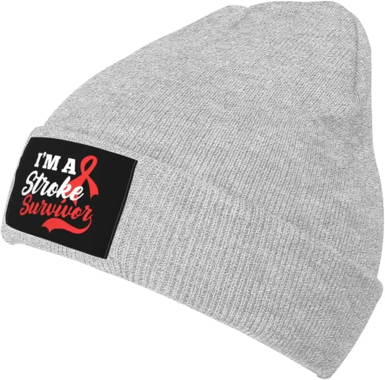 I'm-A-Stroke-Survivor Hat Mens Womens Winter Warm Knitting Hats Black Funny Skull Beanie Cuffed Cap