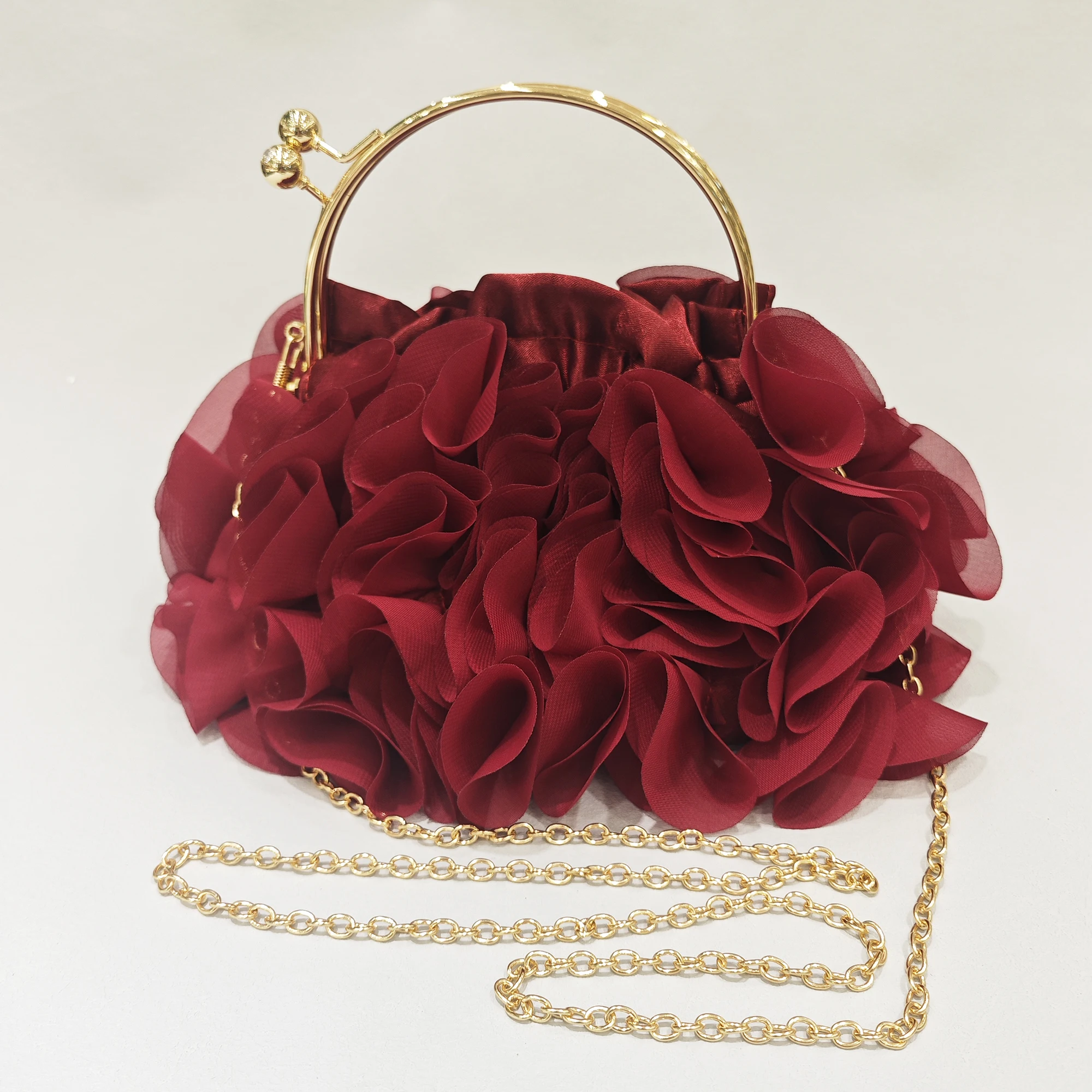 Red/White Bridal Flower Evening Clutch Bag Fashion Satin Floral Wedding Party Purses Small Shoulder Handbags Designer Women Bags