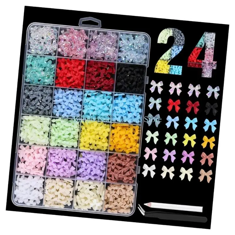 

28TA 24-Grid Assorted Pearls Decorations Variety Designs for Easy DIY Application Safe Resin