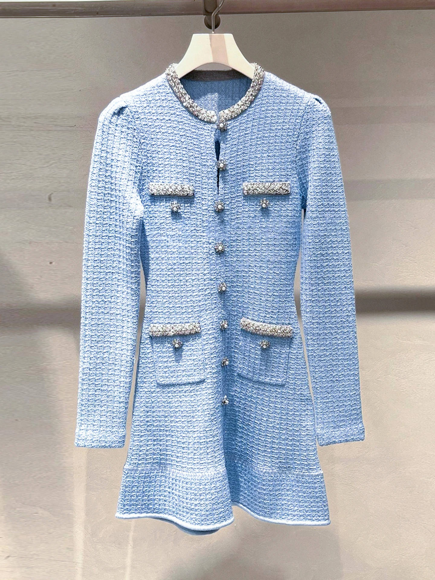 

High-End Knitted Fish Tail Dress with Diamond Embellishment And Waist-Cinching Design for Women Spring Summer 2026 Fashion