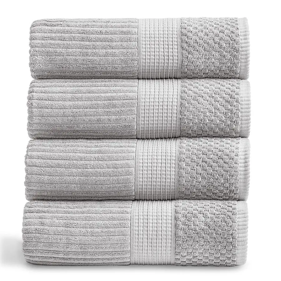 

Набор из 4-х хлопковых банных полотенец, 100% хлопок, супермягкие и впитывающие, с быстросохнущими волокнами, текстурированные и прочные, хлопок Krista Co.