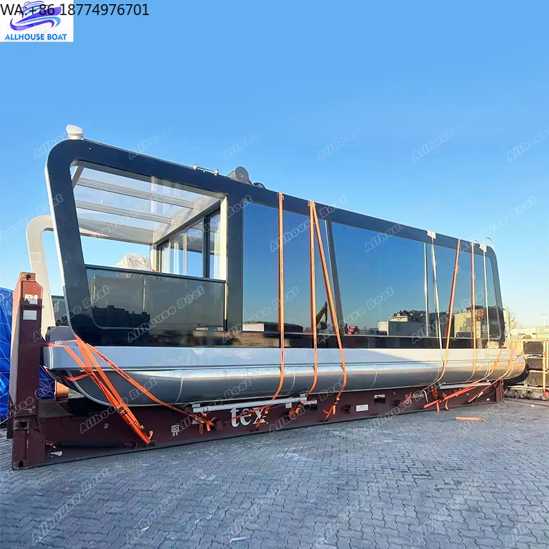 

Luxury 40ft Aluminium Mobile Houseboat with Room Outboard Engine EVA Hull Material Luxury Yacht Pontoon House Boat