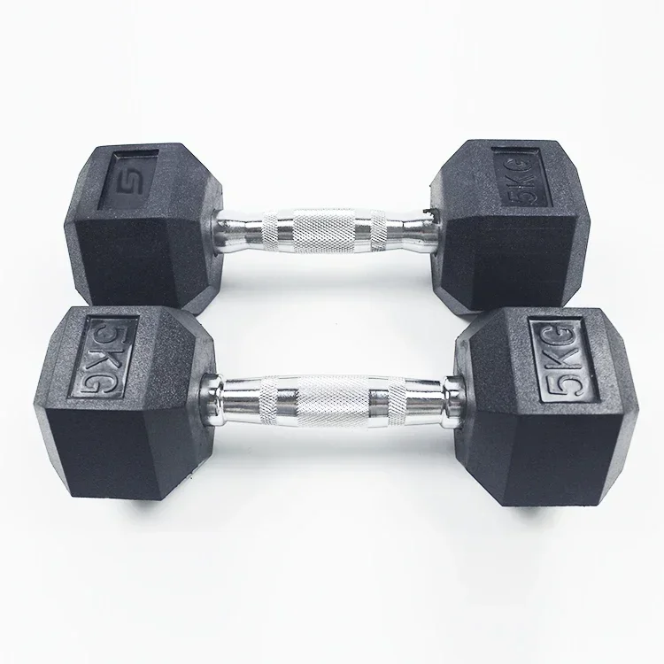 2.5kg-7.5kgCommercial Hex Rubber Dumbbell Set Strength Gym Fitness Equipment Black Iron Hexagon Dumbbell